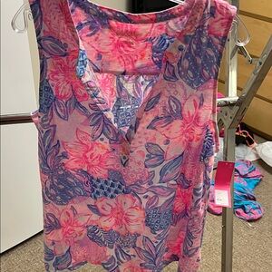 Lilly Pulitzer Pink and Blue Floral Blouse